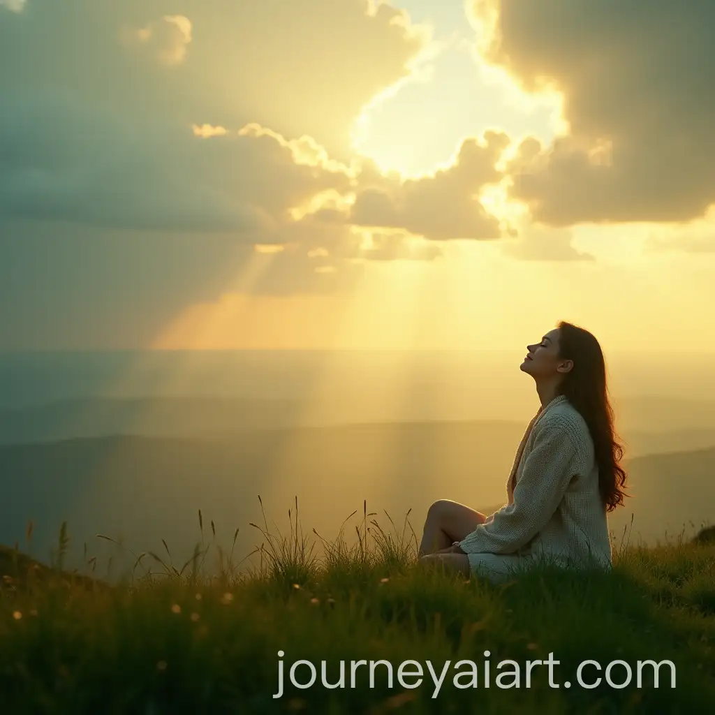 Person-Meditating-on-a-Green-Hill-Under-Divine-Light
