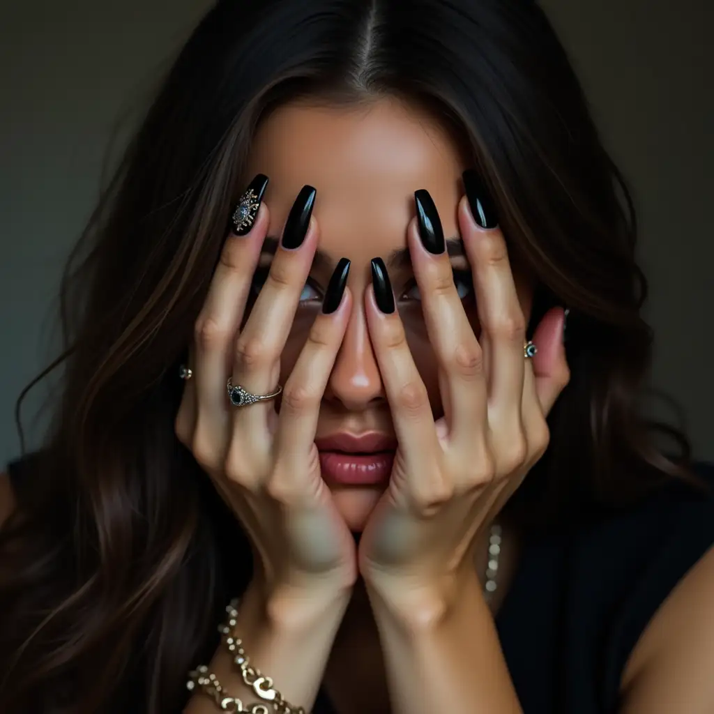 Elegant-Portrait-Focusing-on-Hands-and-Nails-with-Sophisticated-Charm-and-Dark-Glamour