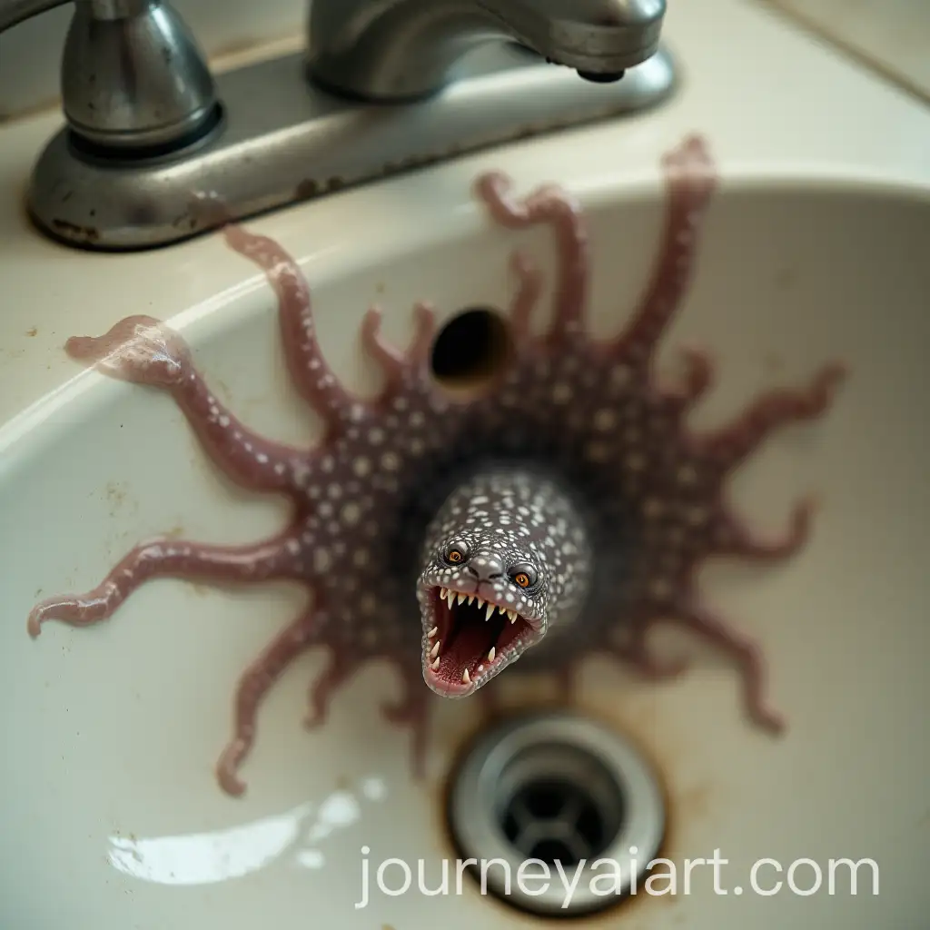 Angry-SlugLike-Creature-Emerging-from-Bathroom-Sink