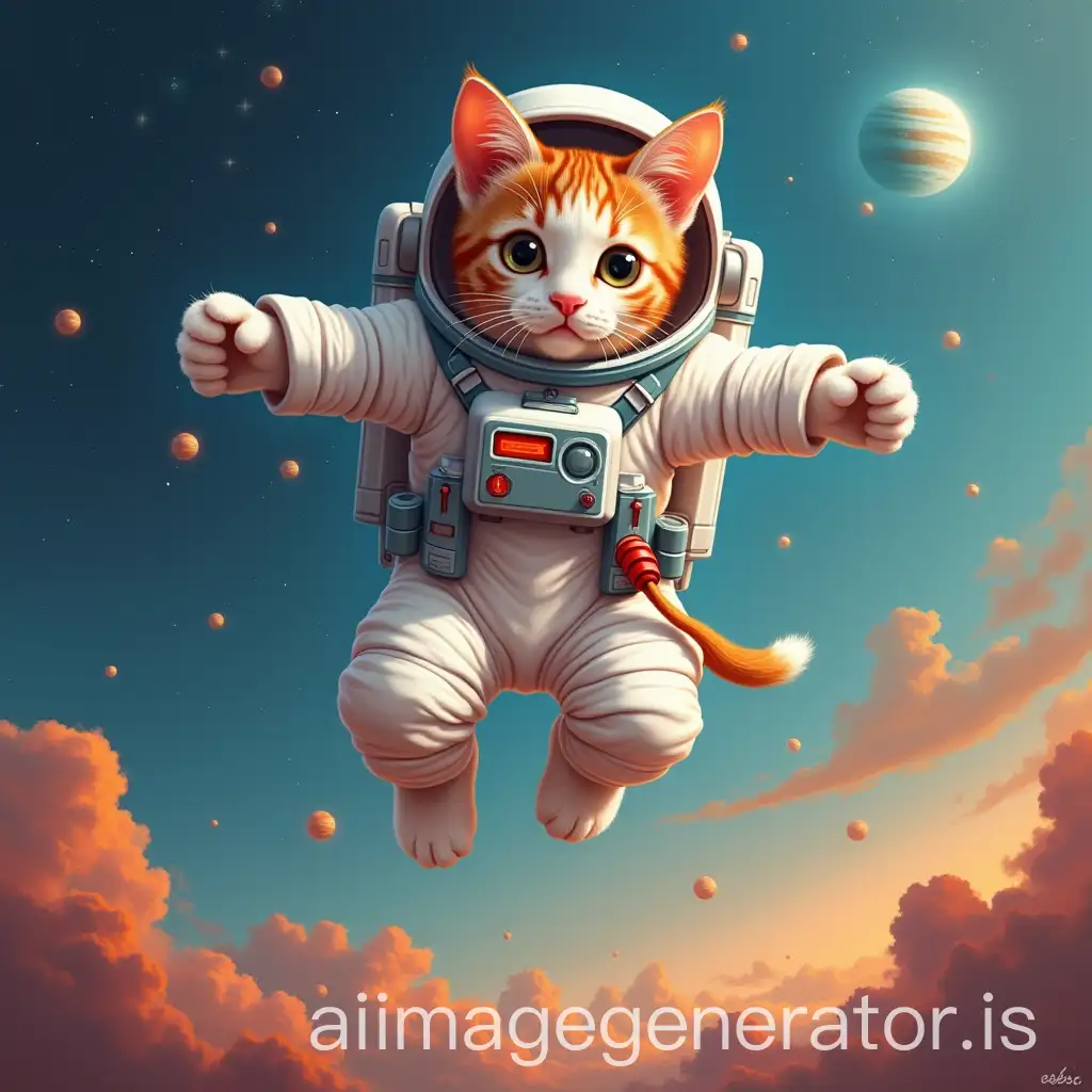 Cute-White-and-Ginger-Cat-in-Astronaut-Suit-Jumping-on-Jupiter