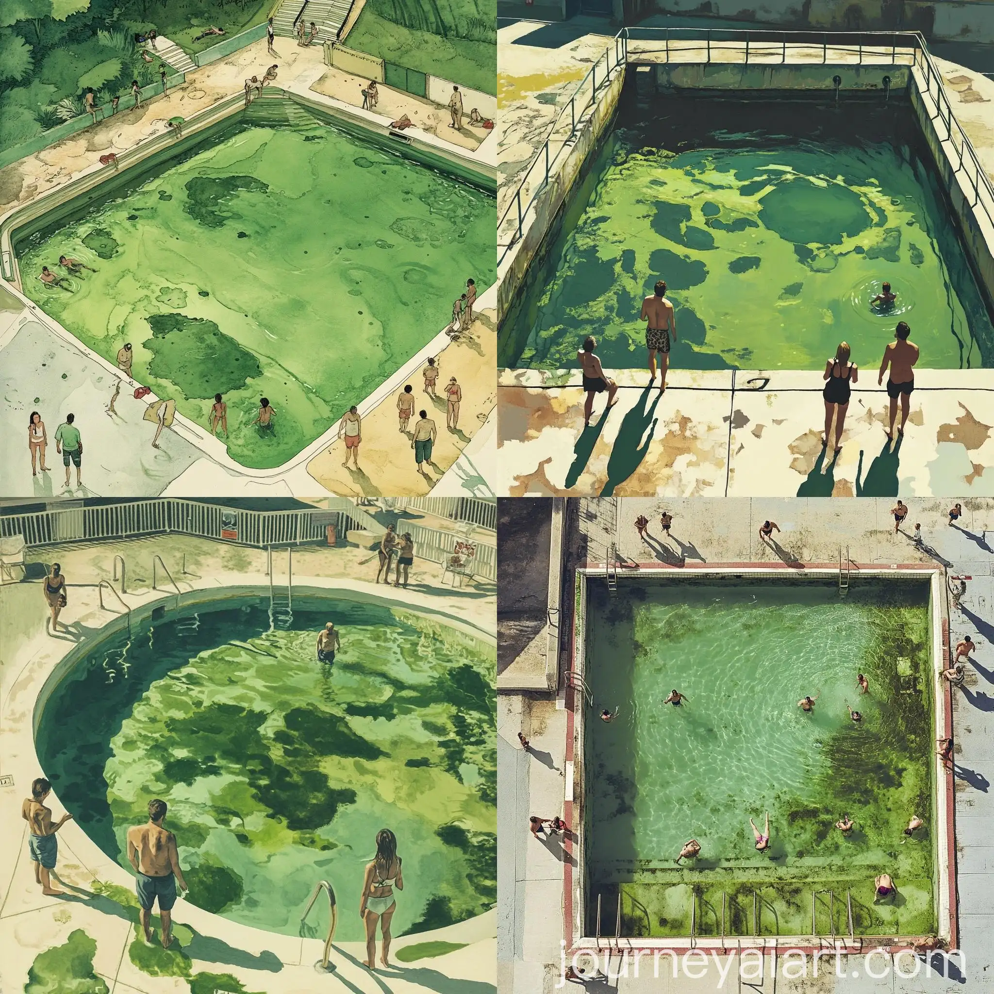 Frustrated-People-Surrounding-a-Dirty-Green-Pool-with-Algae