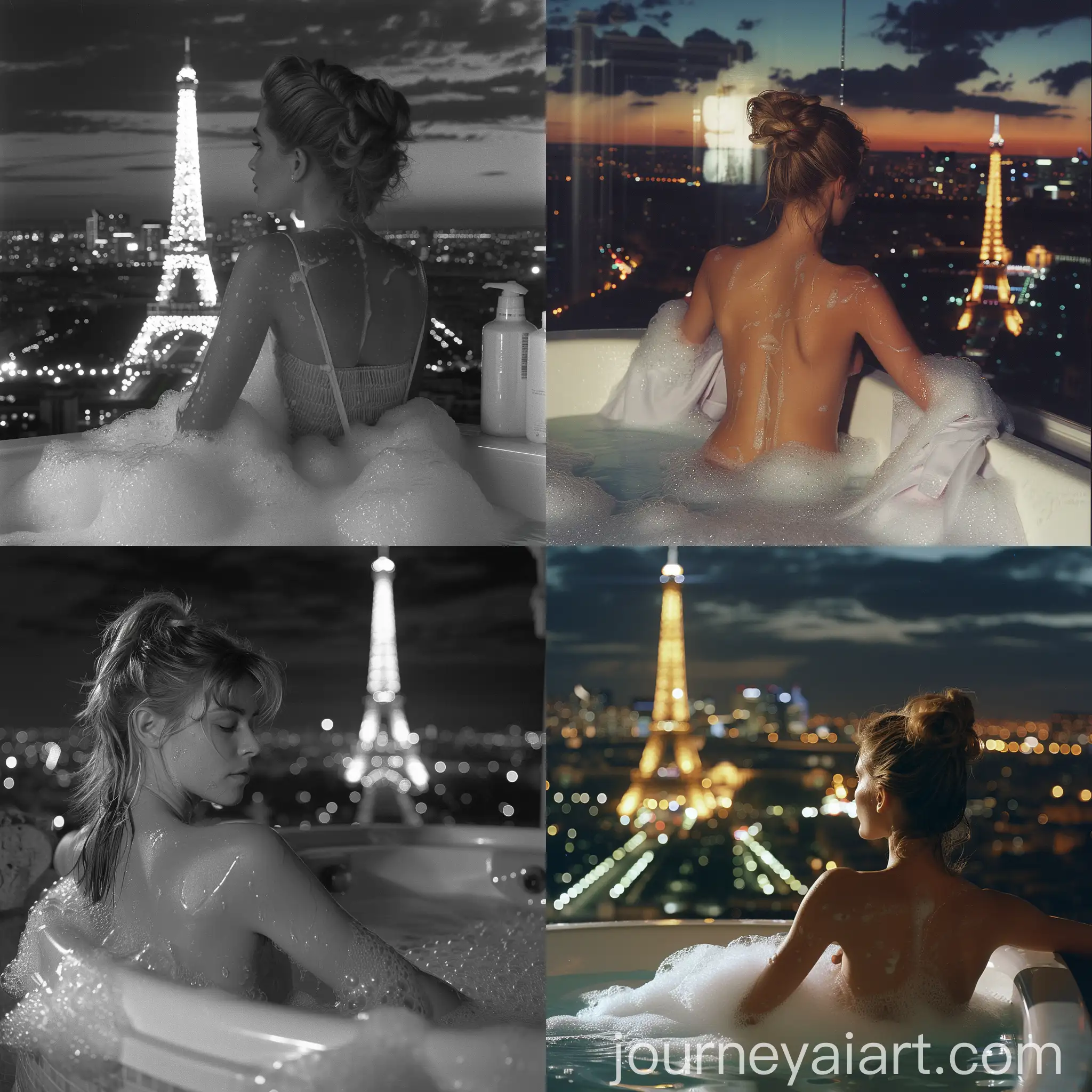 Vintage-1980s-Style-Victorias-Secret-Model-in-Paris-Night-Bath-Scene