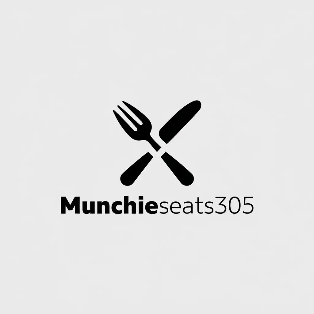 LOGO Design for Munchieseats305 Minimalistic Fork and Knife with Clear Background