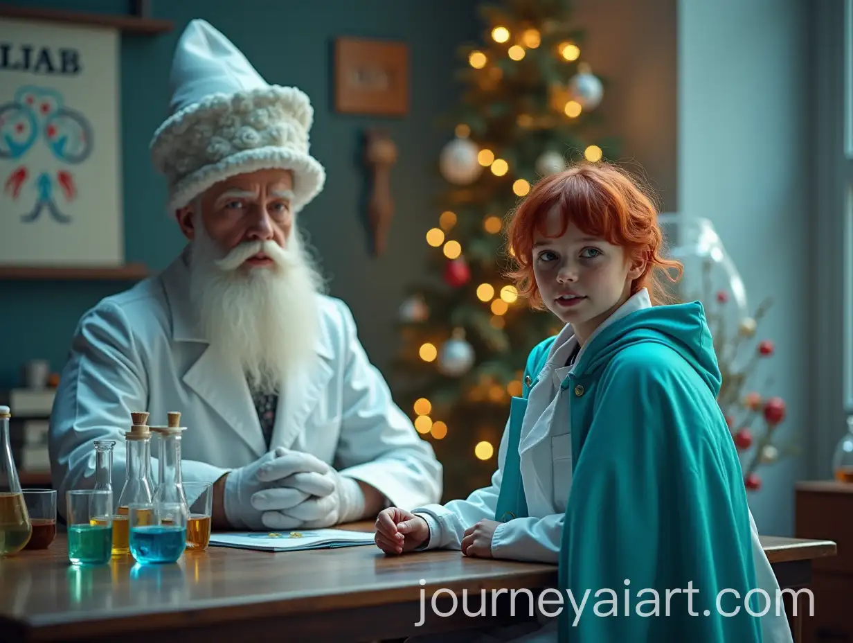Boy-and-Alchemist-in-Modern-Laboratory-with-Christmas-Tree-and-NVLAB-2025-Poster