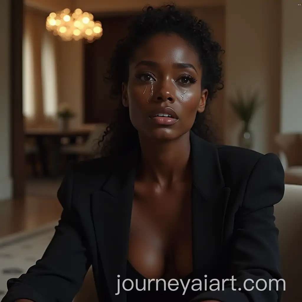 Elegant-Black-Woman-CryingAI-Art-Prompt-Expansion-in-Luxurious-Living-Room