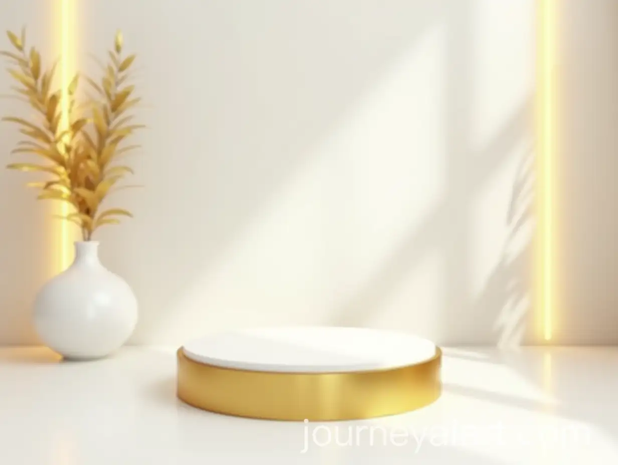 Small-Podium-with-Golden-Rim-and-White-Surface-in-Bright-RoomAI-Image-Prompt-Expansion-with-Soft-Neon-Lighting