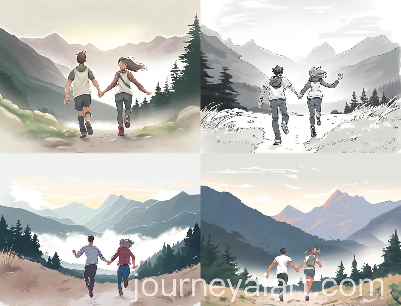 Couple-Running-Together-in-Mountain-Landscape