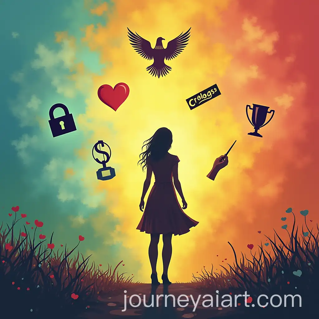 Woman-at-Crossroads-RepresentingAI-Image-Prompt-Expansion-Internal-Dialogue-About-Money-and-Needs