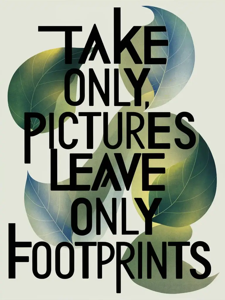 Typography Artwork Take Only Pictures Leave Only Footprints