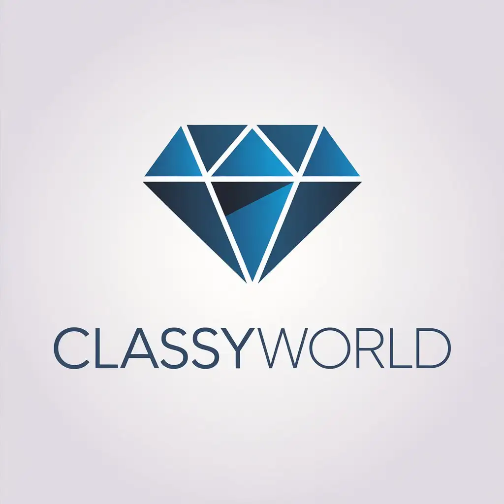 LOGO-Design-For-Classyworld-Blue-Diamond-Symbol-in-Minimalistic-Style