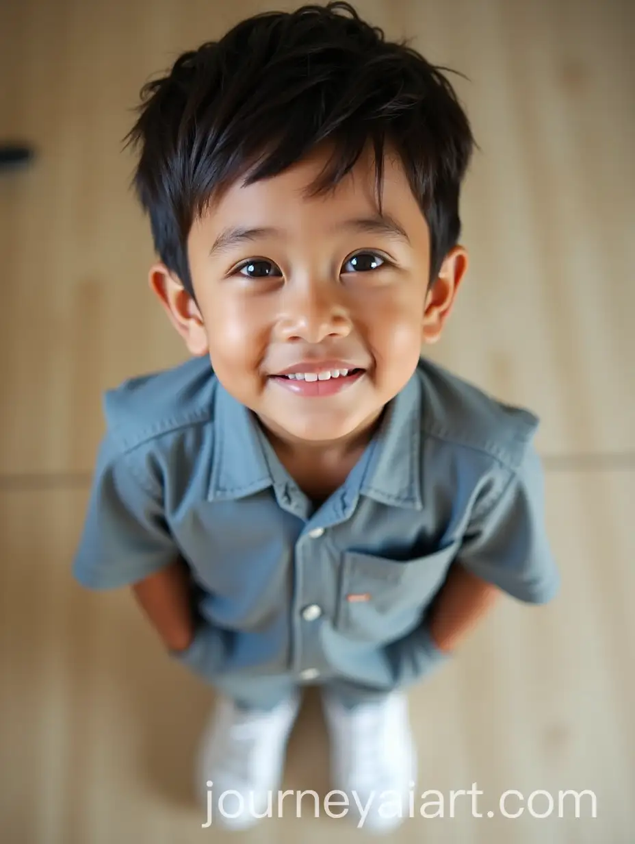 Indonesian-Preschool-Boy-Smiling-in-Uniform-with-Hands-in-Pockets
