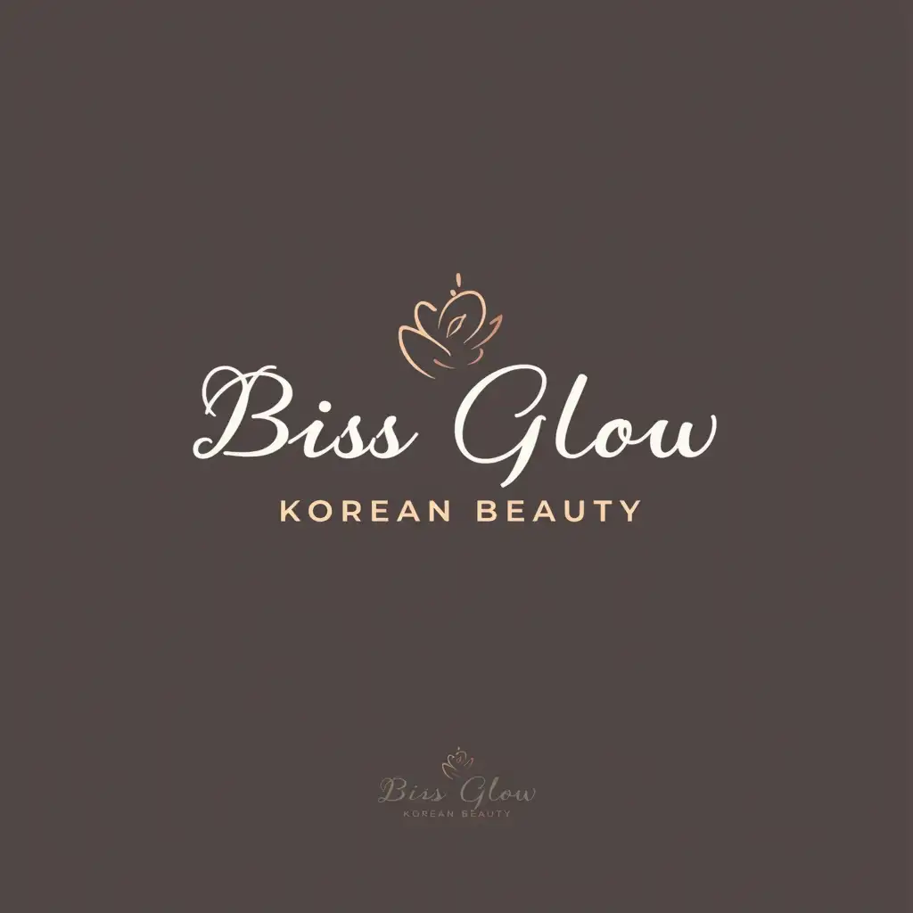 Make me a minimalistic and elegant logo with the text ‘Bliss Glow Korean Beauty’ and a simple symbol The design should be clean and stylish