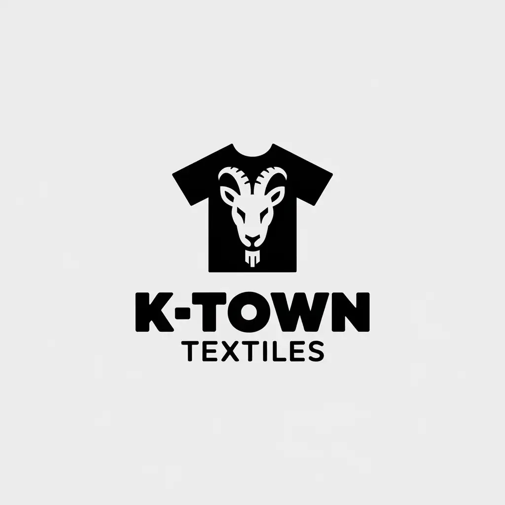 LOGO Design for KTown Textiles Minimalist Black White TShirt with Goat Head Symbol for Rebel Fashion Brand