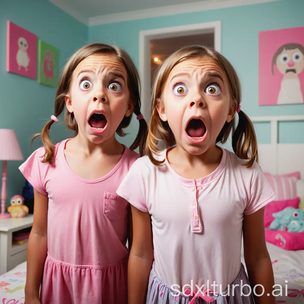 Two-Little-Girls-with-Surprised-Expressions-in-Bedroom-Setting