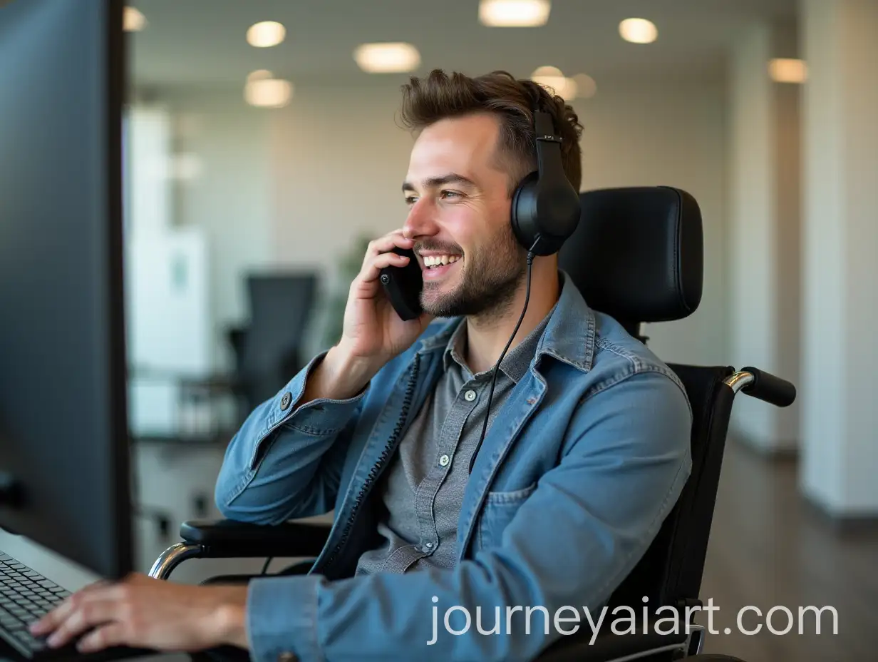 Call-Center-Worker-in-Wheelchair-Handling-Customer-Service-Call