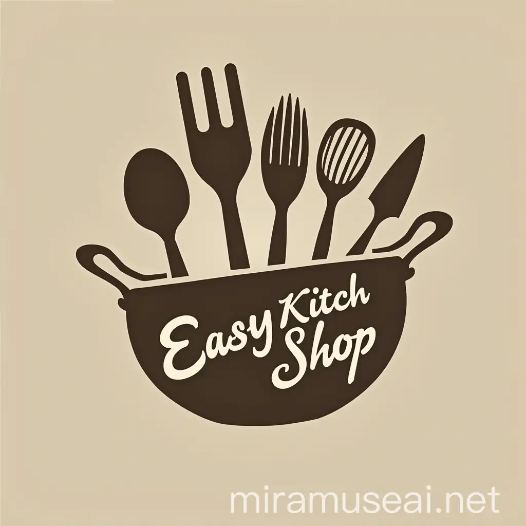 EasyKitchShop Logo Design Featuring Modern Kitchen Utensils