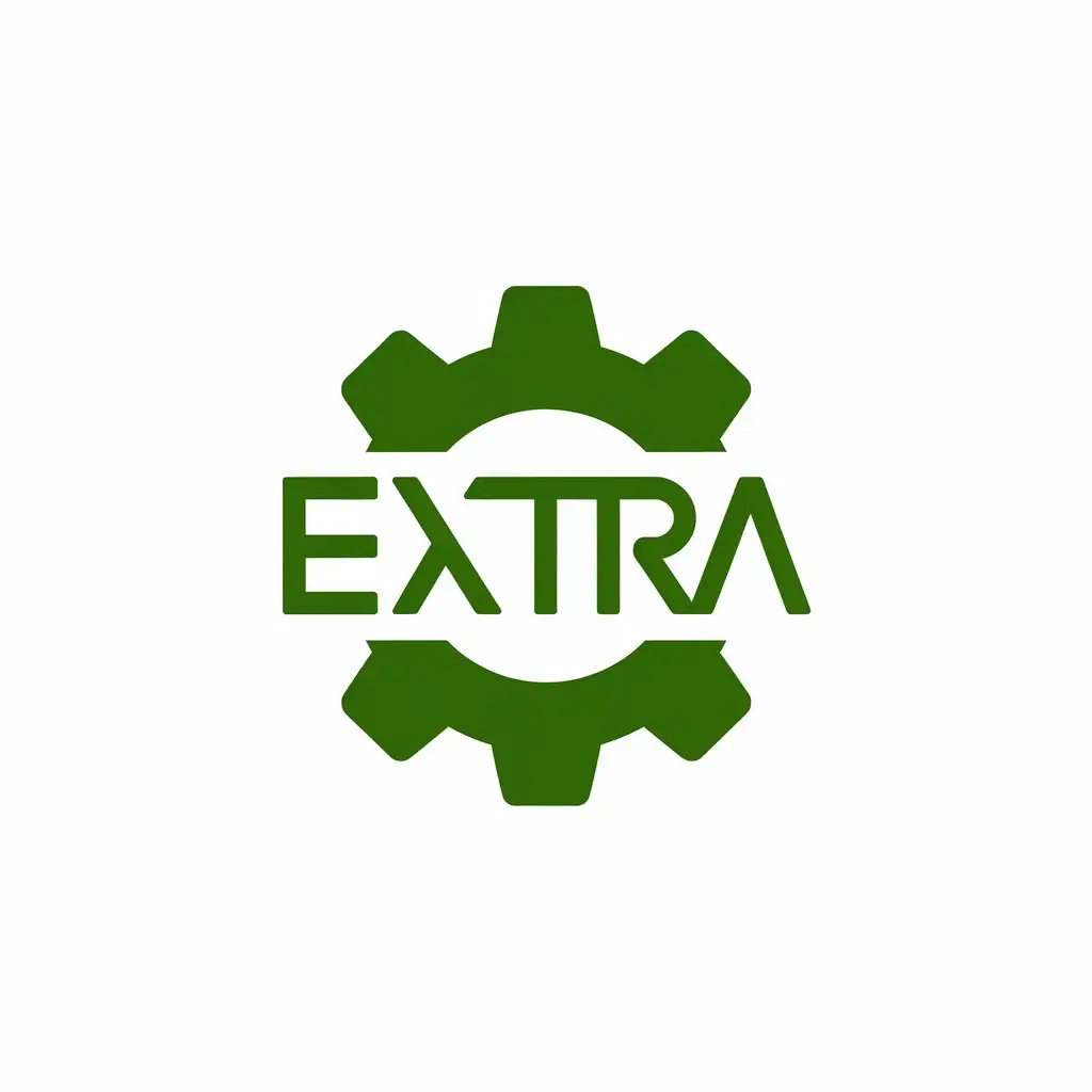 a vector logo design,with the text "Extra", main symbol:Gear green color,Moderate,clear background