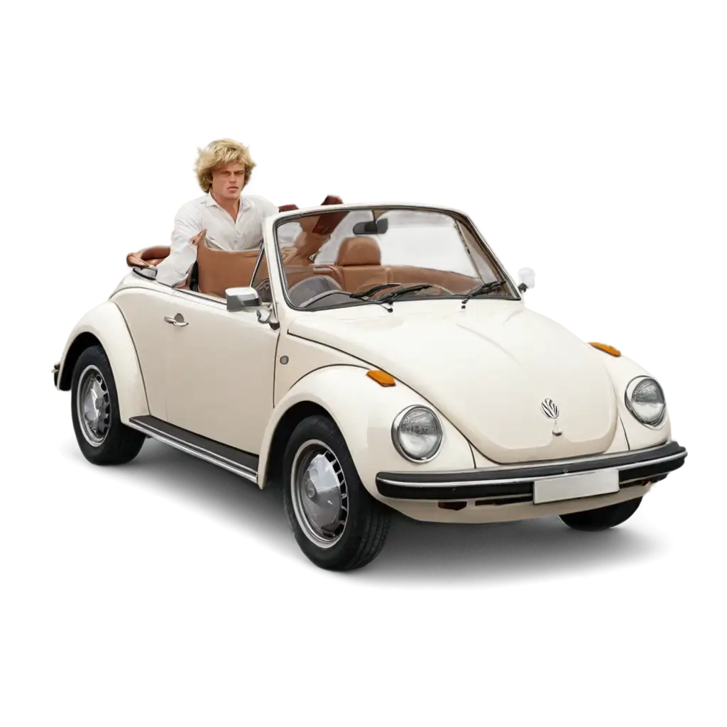 Adult-Blonde-Man-Driving-a-1975-White-VW-Beetle-PNG-Image