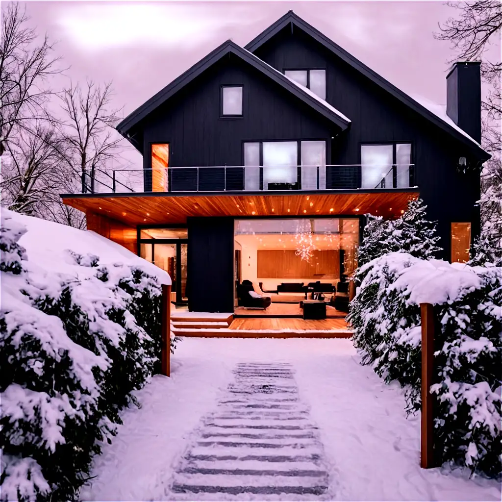 Modern-House-Entrance-Door-Covered-in-Snow-HighQuality-PNG-Image-for-Versatile-Use