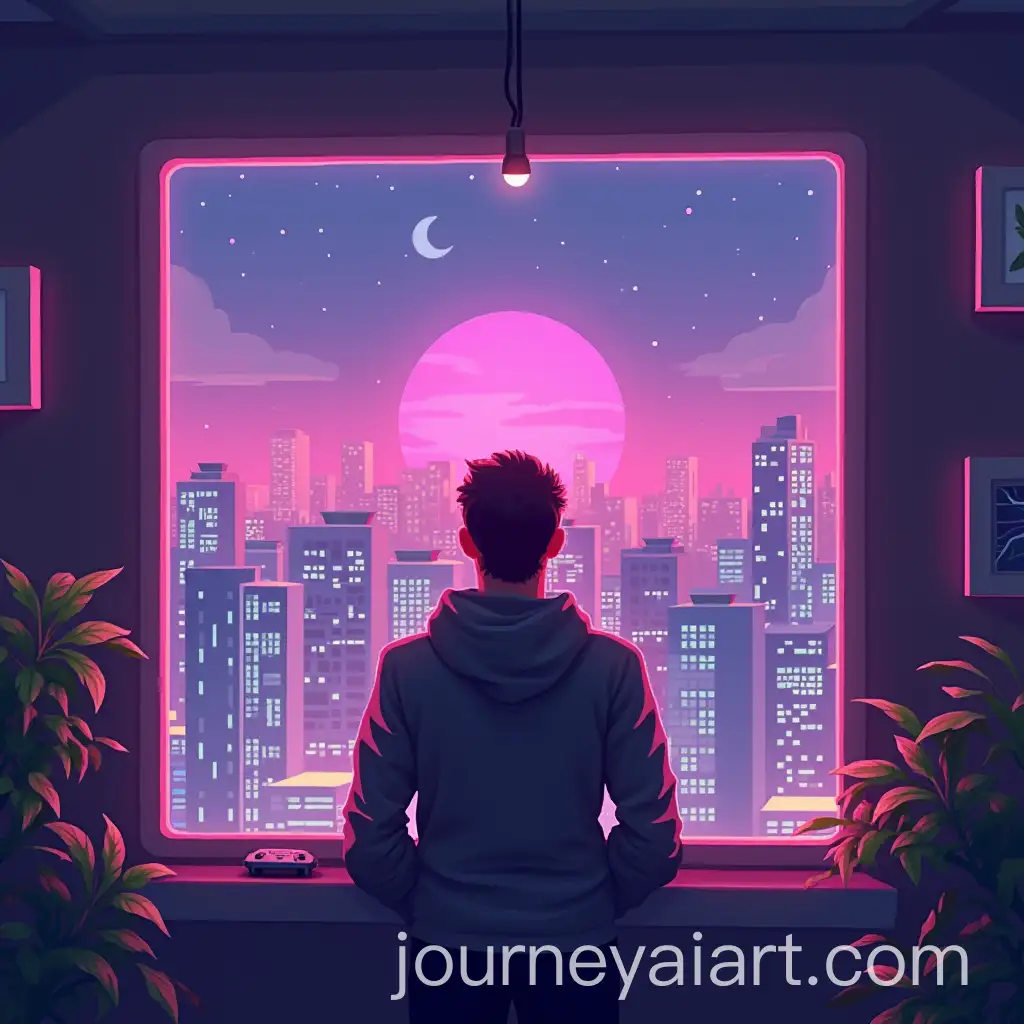 Pixel-Art-Style-3D-Person-Gazing-at-Neon-Cityscape