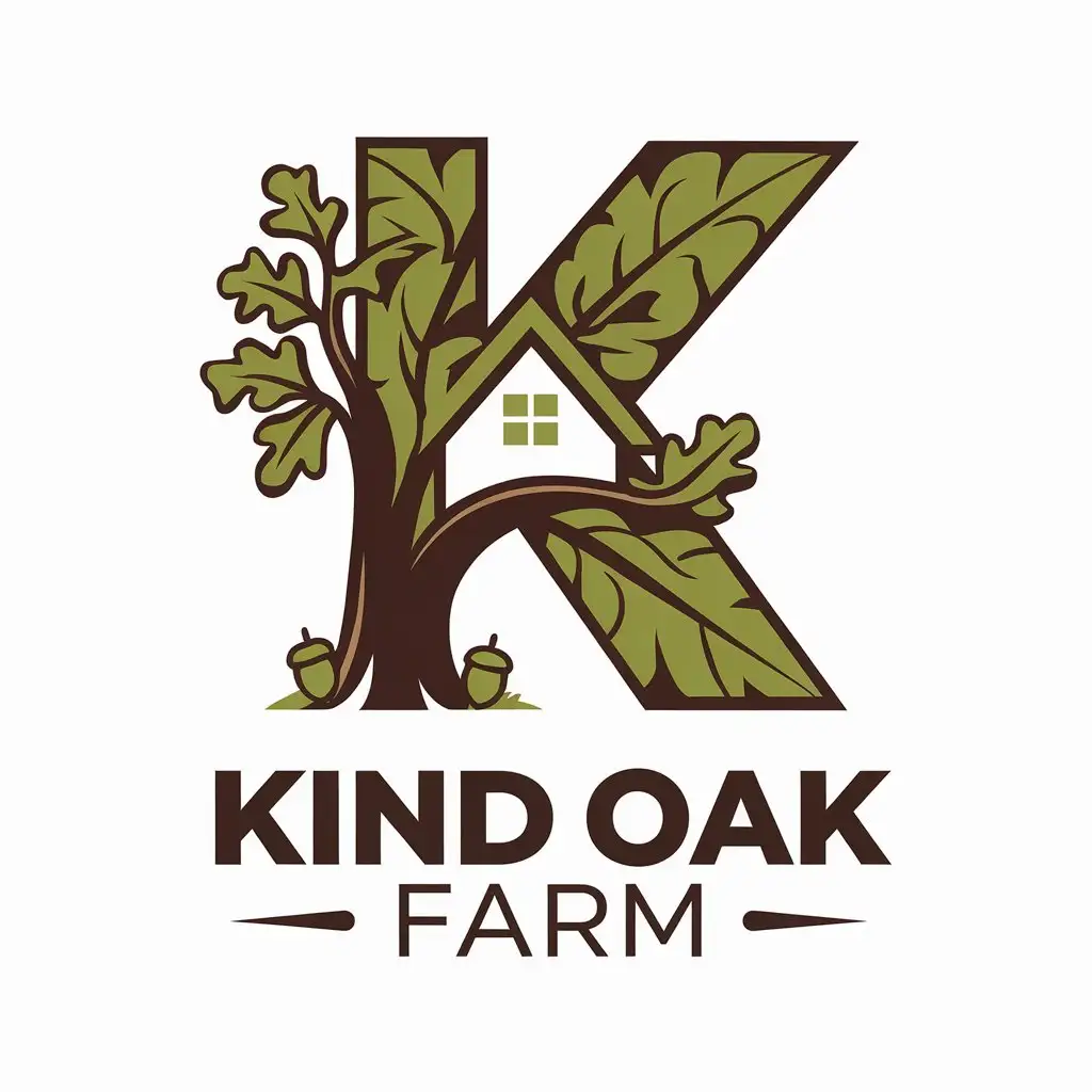 LOGO-Design-for-Kind-Oak-Farm-Simple-Rustic-2D-Vector-Logo-for-a-Timber-Farm