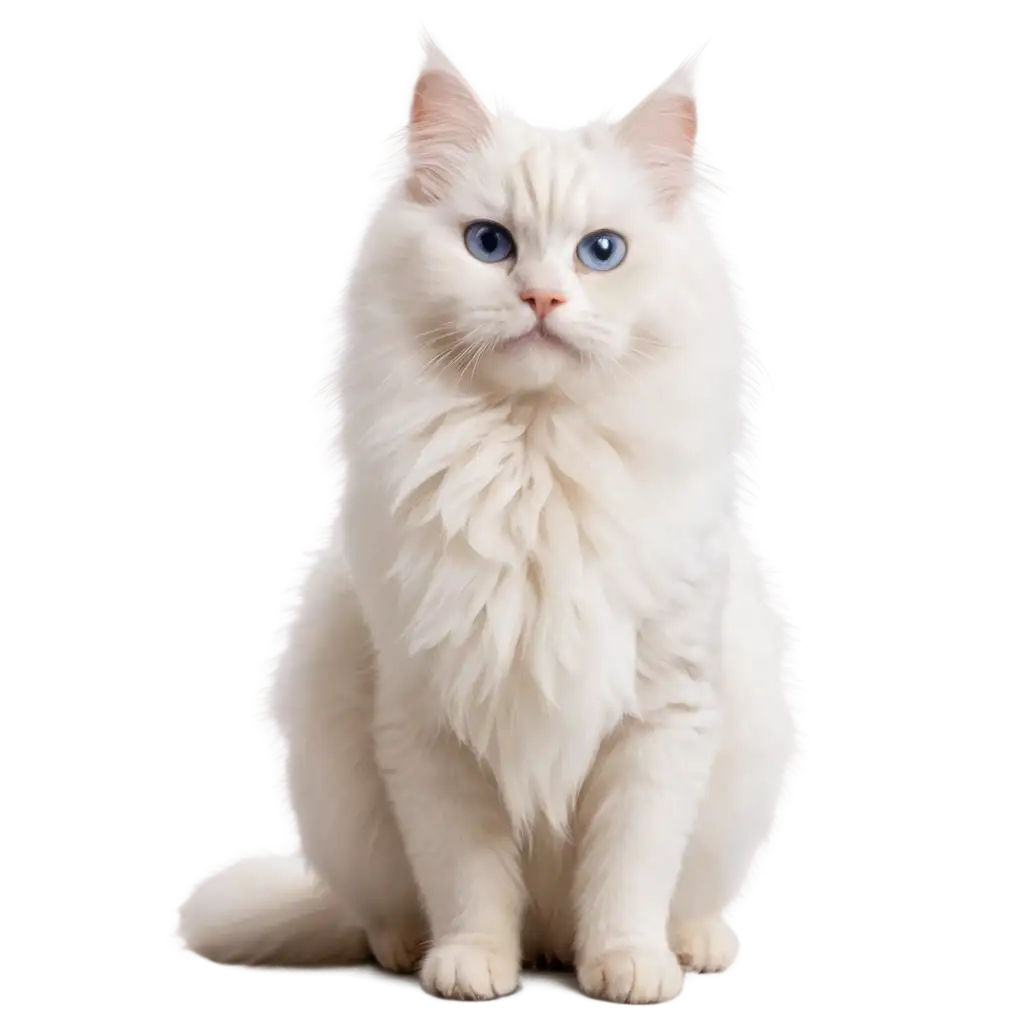 Fluffy-White-Cat-Front-Full-Pose-PNG-HighQuality-ImagePNG-Image-Usage-Scenarios-for-Versatile-Use