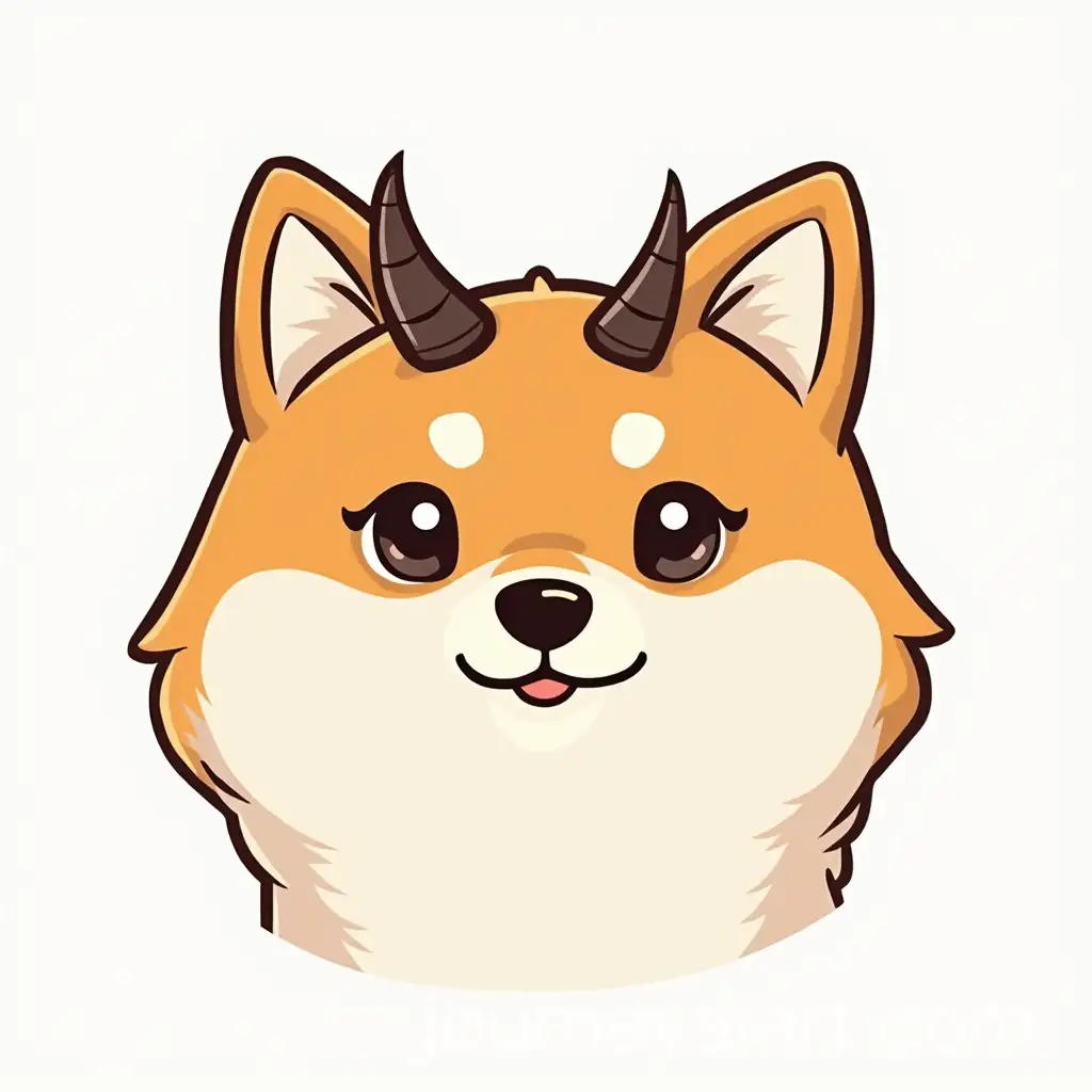 Cartoon-Line-Art-of-a-Shiba-Inu-Face-with-Horns