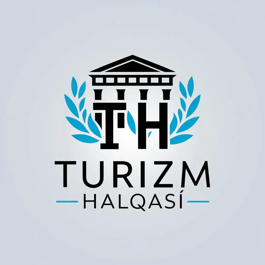 LOGO Design for Turizm Halqasi TH with Ancient Monument in Black and Blue