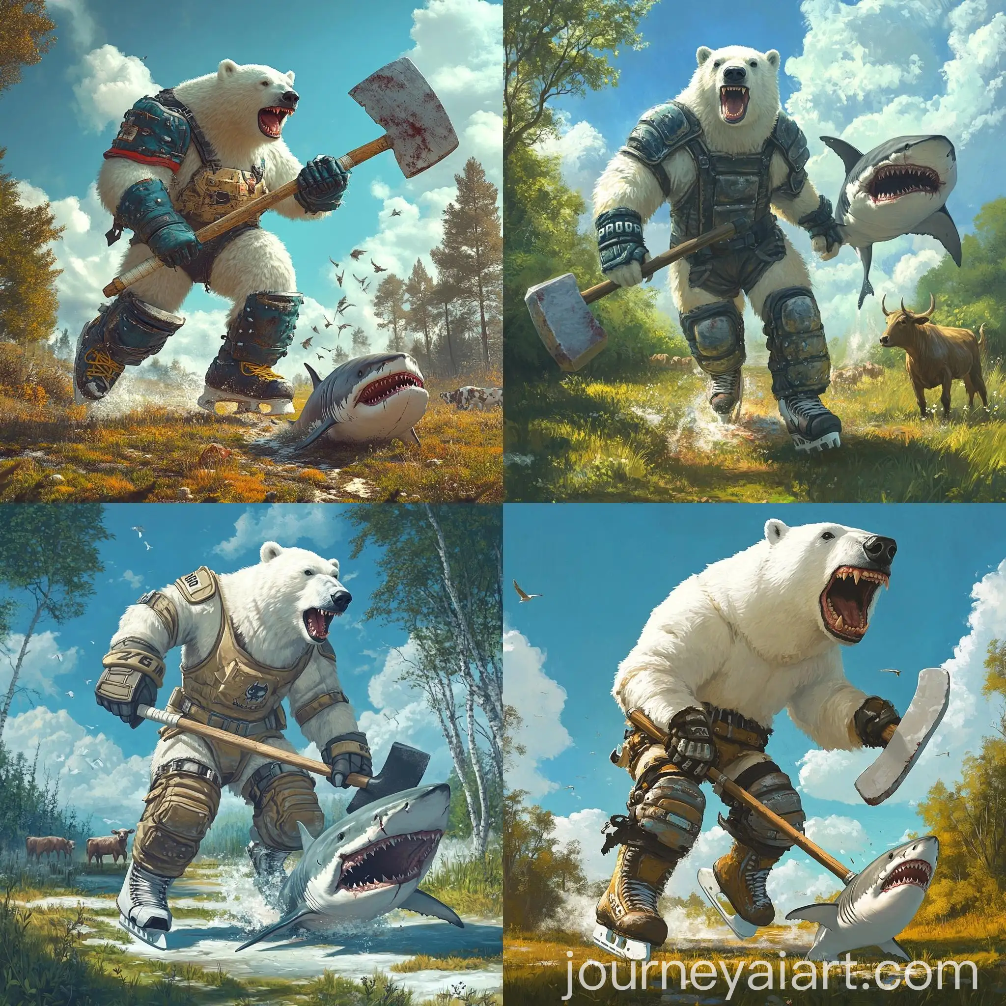 Polar-Bear-Defender-Confronts-GroundBurrowing-Shark