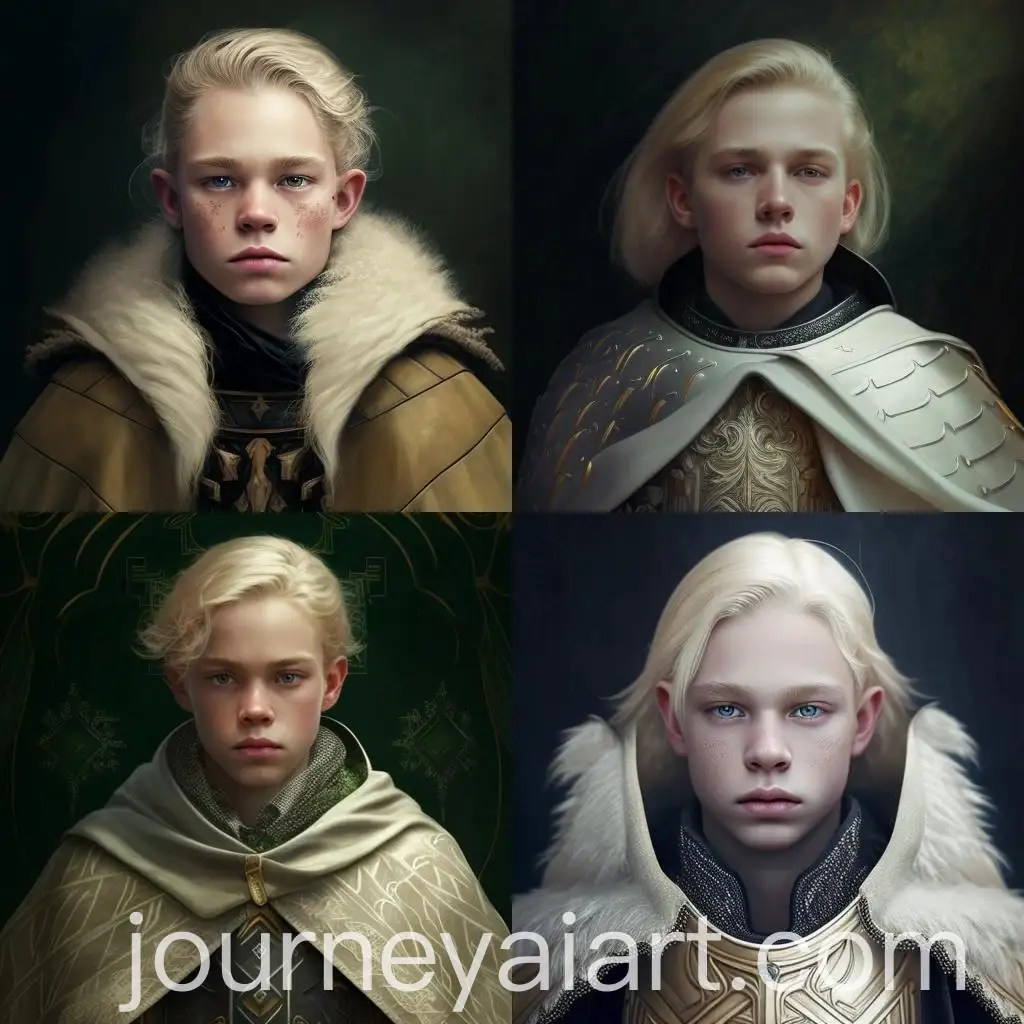 Young-Adolescent-Boy-with-Braided-Blond-Hair-in-Leather-Armor-and-Cape