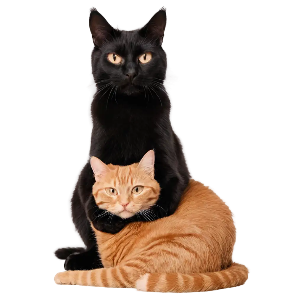 Ginger-Cat-Hugs-Black-Cat-PNG-HighQuality-Transparent-Image-for-Various-Creative-Uses