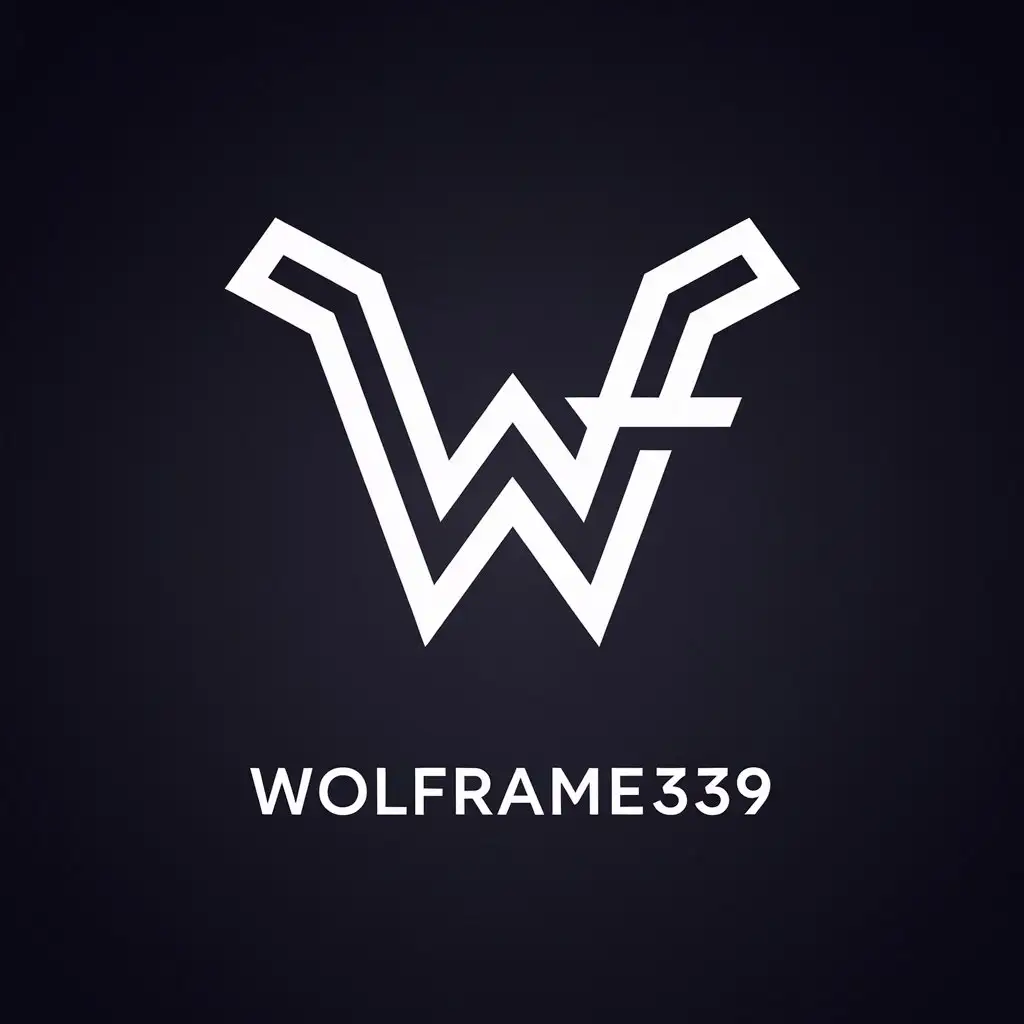 LOGO Design for Wolframe339 Minimalistic White WF Avatar on Black Background