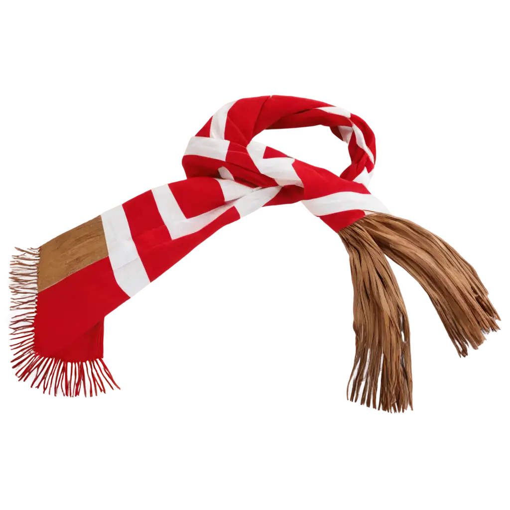 Gold-Brown-Cross-with-Wooden-Texture-and-Red-White-Scarf-PNG-Image