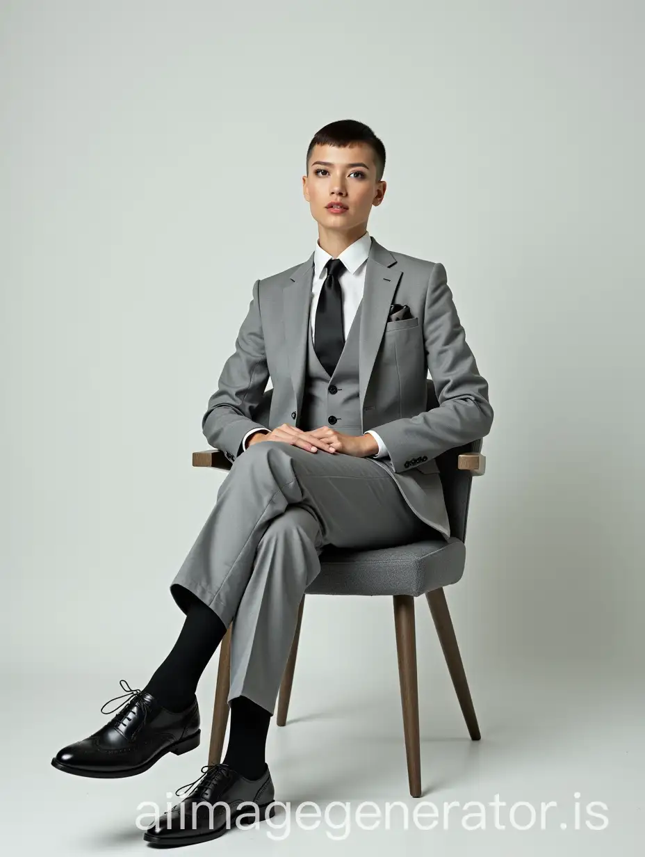 Confident-Female-Movie-Actress-in-Stylish-Gray-Suit-and-Wingtip-Shoes