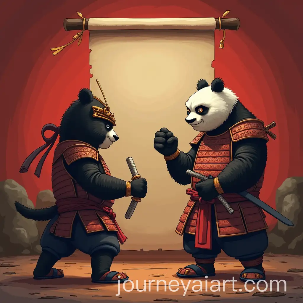Samurai-Warrior-Facing-the-Dragon-Scroll-in-Feudal-Japan