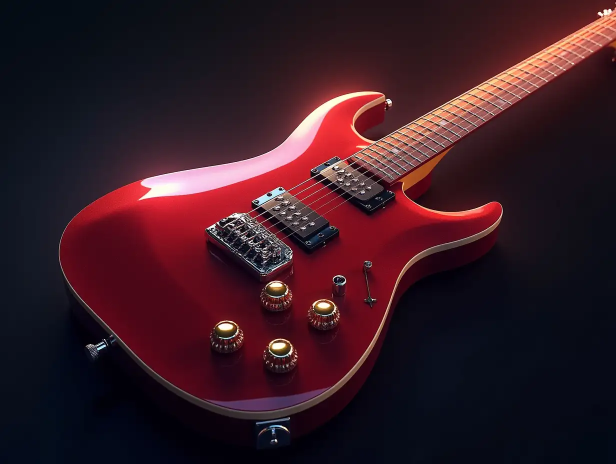 create a beautiful shiny electric guitar 4K resolution