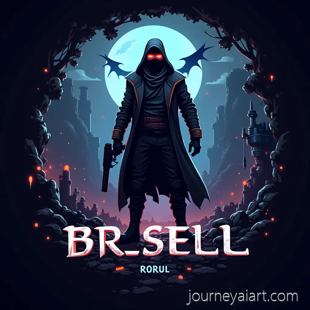 RPGThemed-Logo-for-Gaming-Channel-BrSellRPGthemed-gaming-logo-Featuring-Blindfolded-Character-in-PostApocalyptic-Fantasy-World