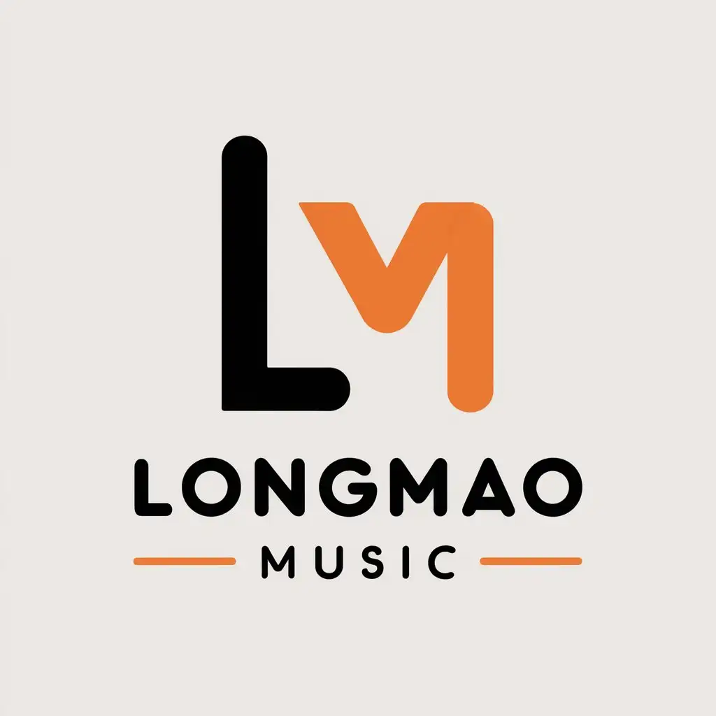 a vector logo design,with the text "LongMao Music", main symbol:LM music,Moderate,be used in Education industry,clear background