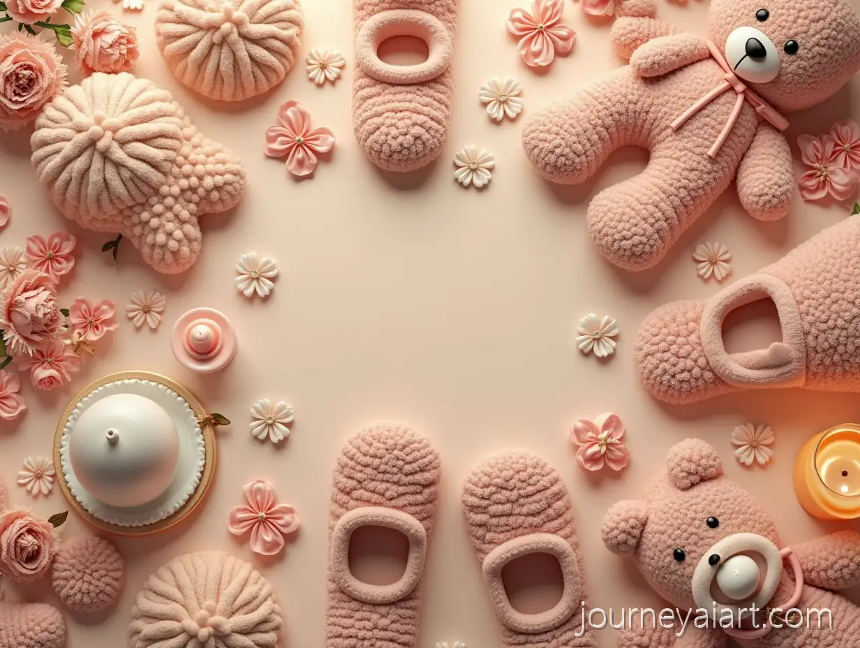 Cozy-Home-Decor-Pattern-with-PlushCozy-home-items-pattern-Teddy-Bear-Candle-Slippers-and-Flowers