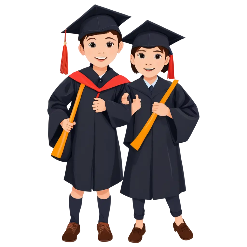 Small-Kids-Wearing-Convocation-Clothes-and-Holding-a-Degree-in-Their-Hand-PNG-Image-High-Quality-Vector