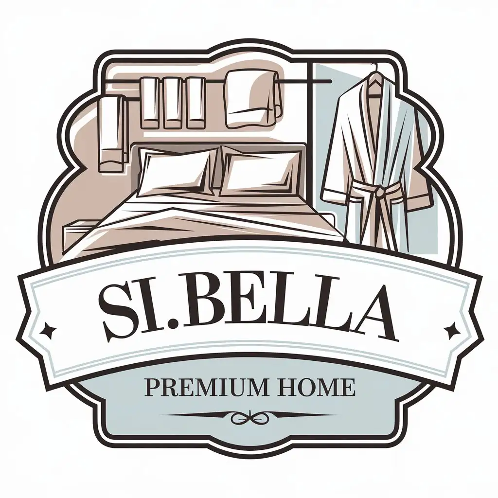 a vector logo design,with the text "Si.Bella Premium Home", main symbol:color bedlines, color bedsheets,pillow,cotton,textile,халат,towelscolor,Moderate,be used in tekstil industry,clear background