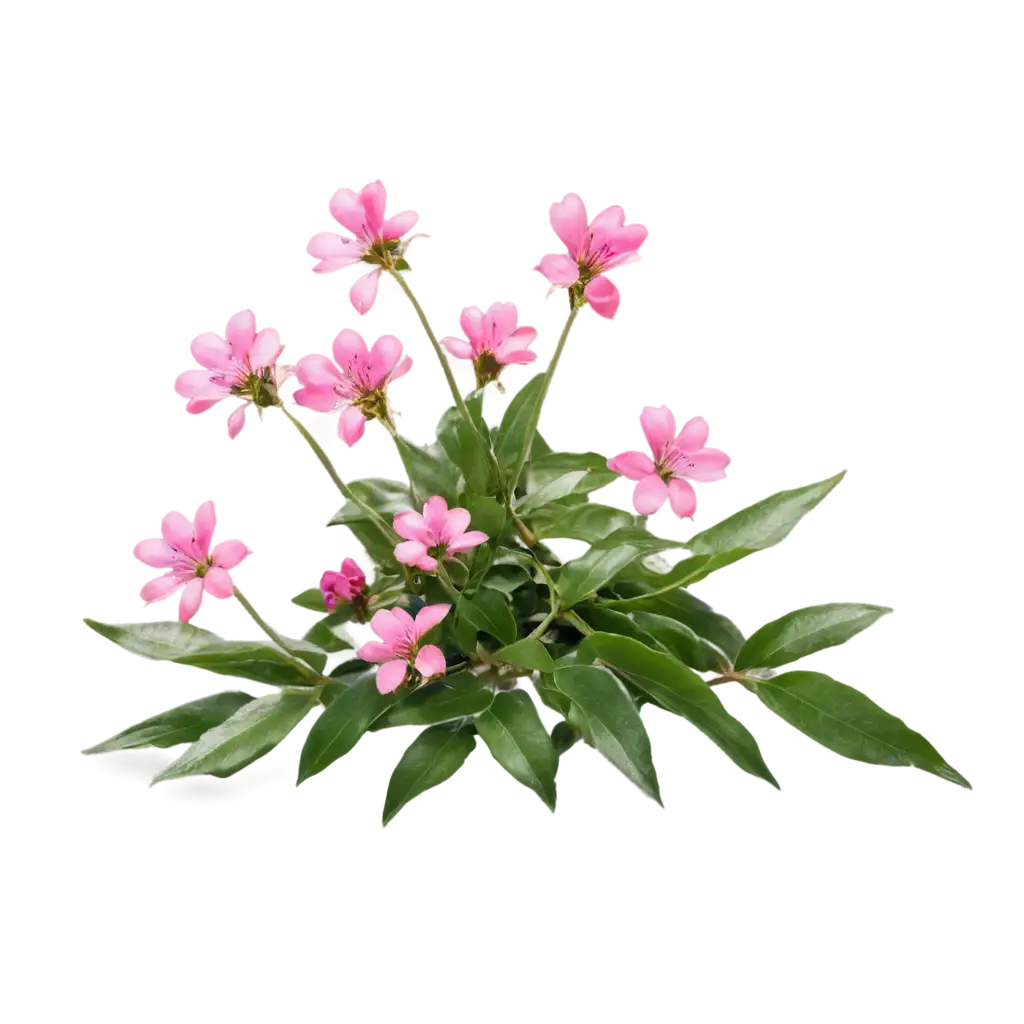 Vibrant-PNG-of-Realistic-Plants-with-Delicate-Pink-Flowers-for-Creative-Projects