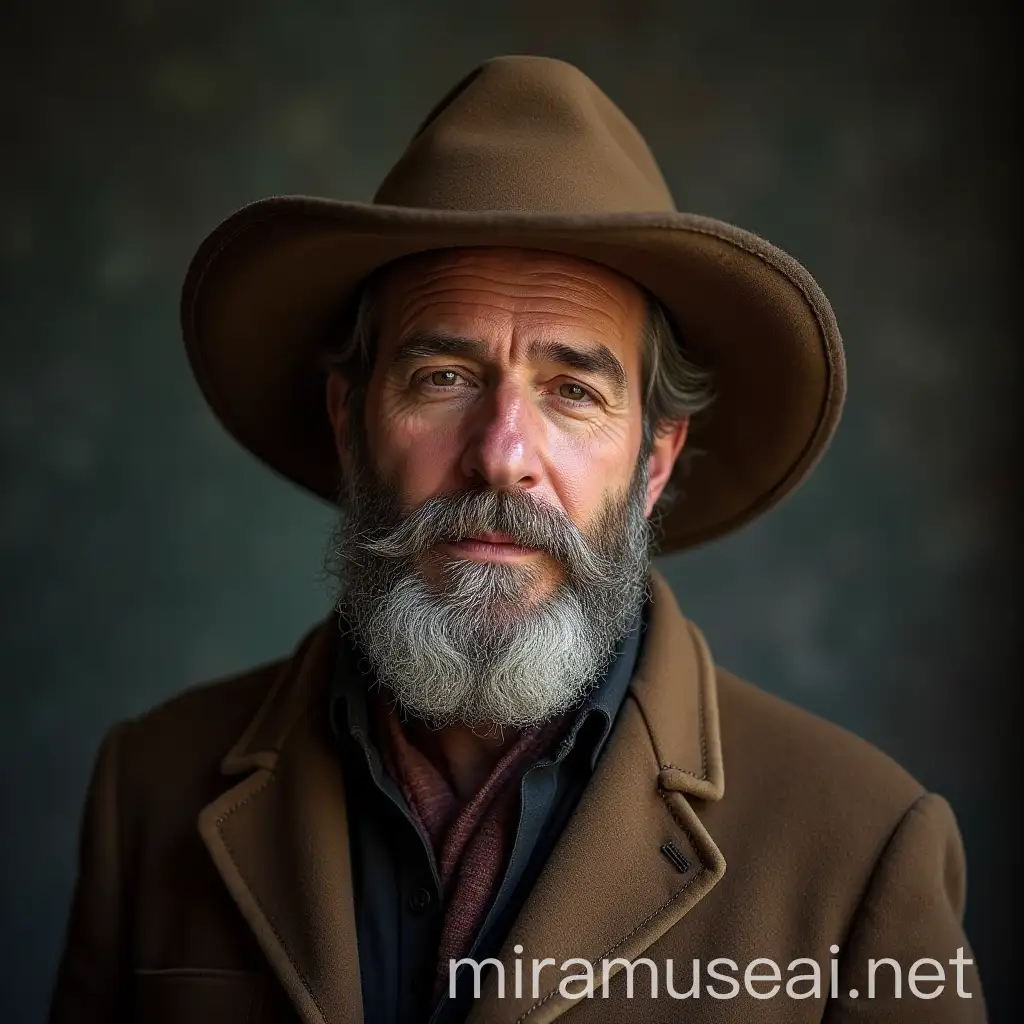 Austrian Man in Traditional Hat Age 40 Portrait