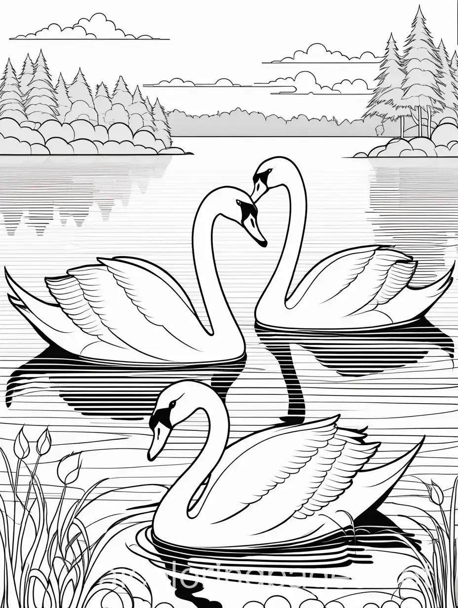 Graceful-Swans-on-Lake-Coloring-Page