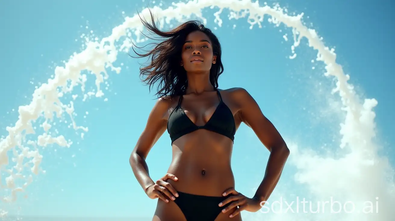 Confident-Black-Woman-in-Bikini-with-Dramatic-Water-Splash