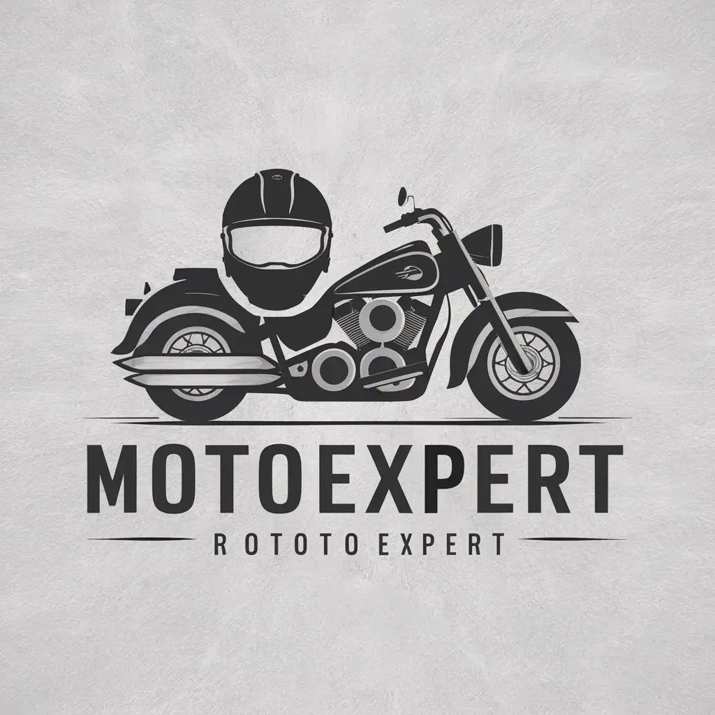 a vector logo design,with the text "MotoExpert", main symbol:Motorcycle helmet and motorcycle,Moderate,clear background