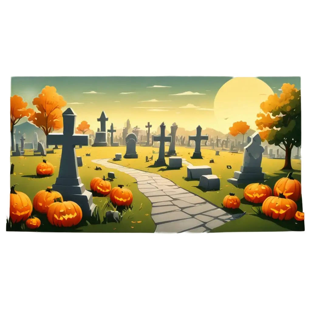 Helloween-Cemetery-Cartoon-Environment-Background-PNG-for-Festive-Designs