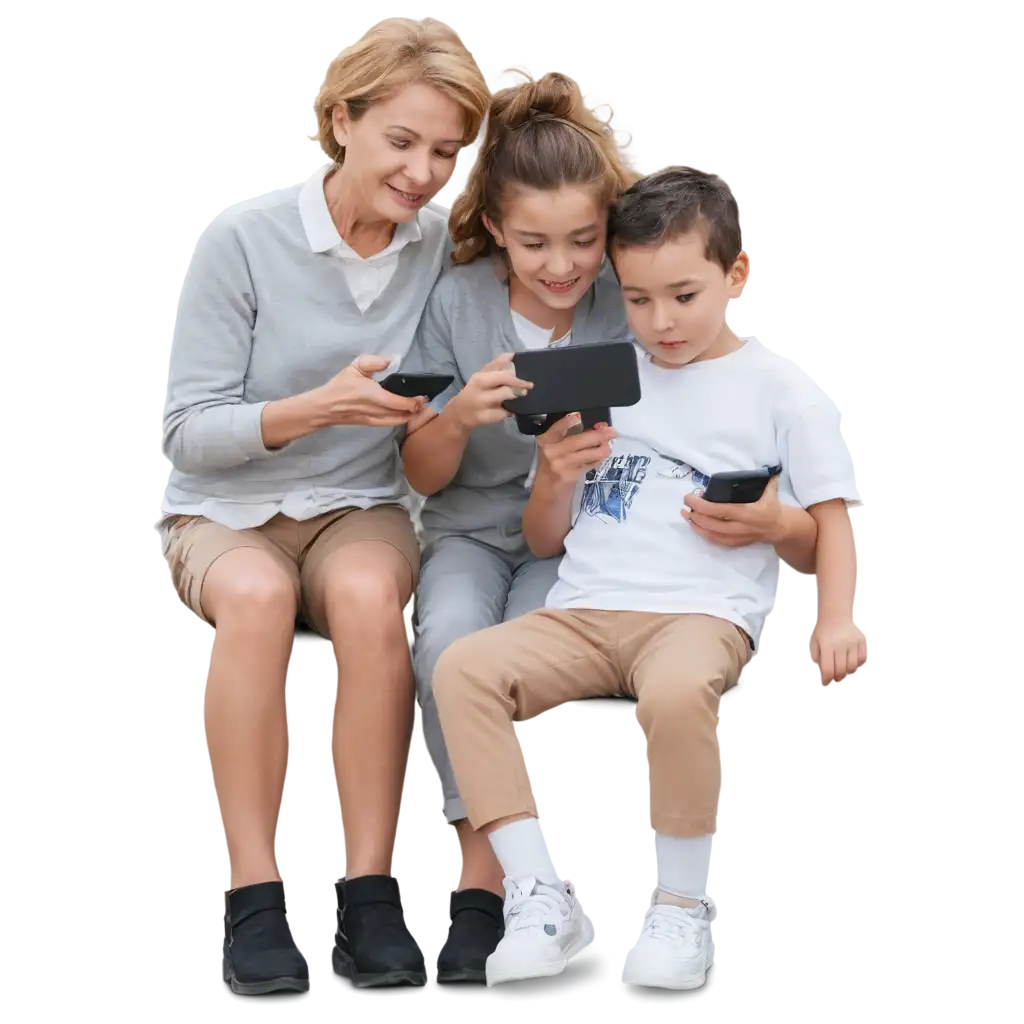 Family-Watching-a-Mobile-Phone-Together-HighQuality-PNG-Image-for-Diverse-Uses