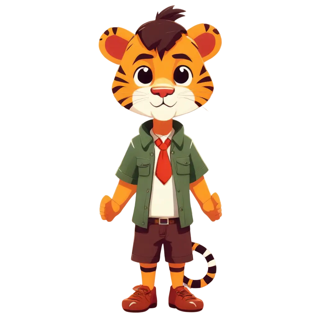 2D-Cartoon-Tiger-Scout-Character-PNG-for-Versatile-Design-Applications