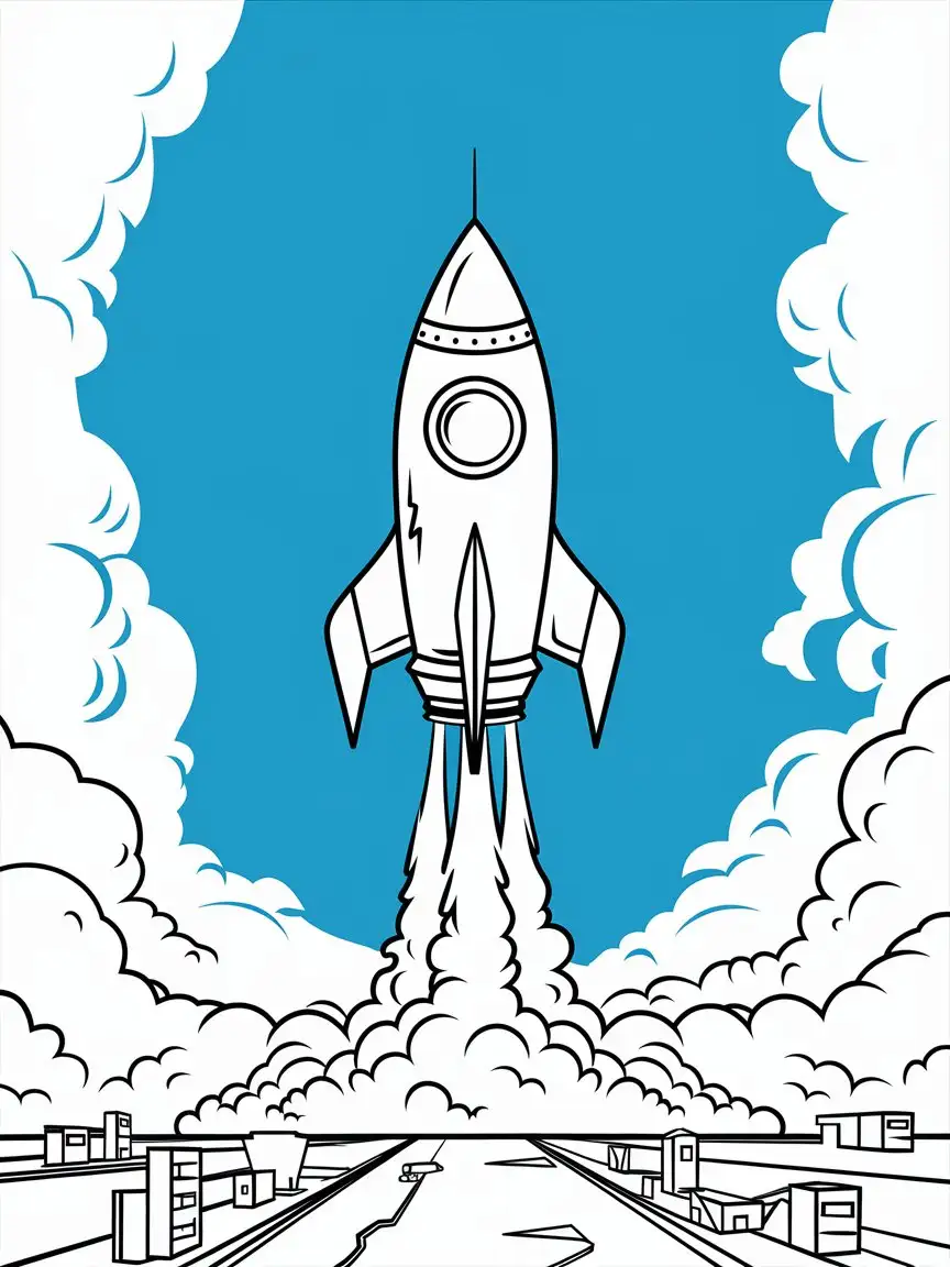 Cartoon Rocket Ship Coloring Page for Kids